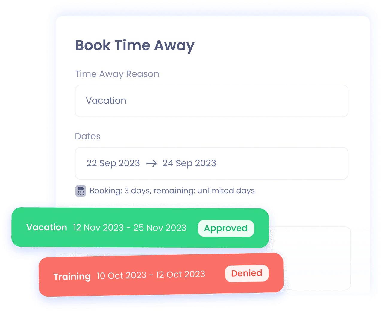 Manage time away bookings