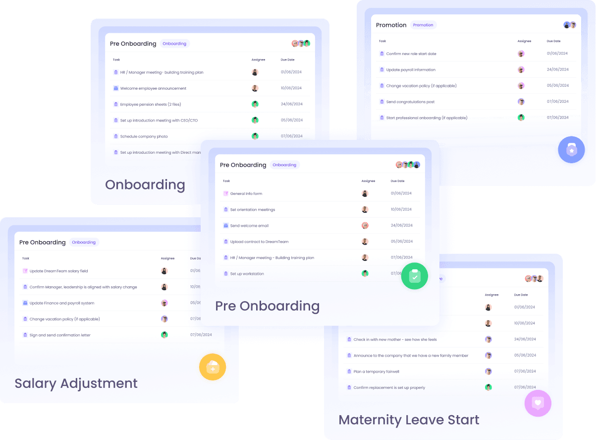 Workflow templates like onboarding, offboarding, etc.